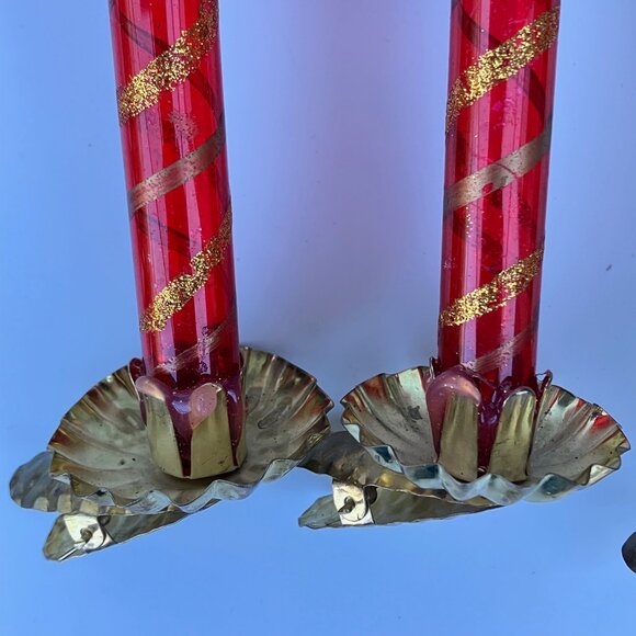 Blown Glass Unsilvered Candlestick Clip Ornaments - set of 5 - Picture 7 of 15